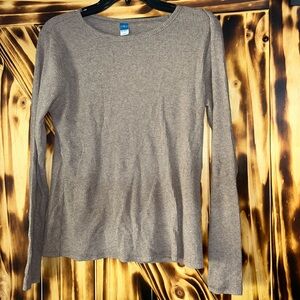 Old Navy Women's Ribbed Long Sleeve Top - Brown